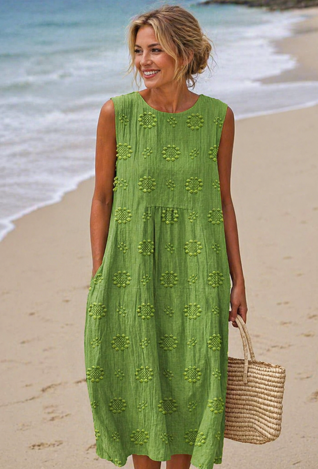 Audrey | Women’s Sleeveless Round Neck Flowy Midi Dress