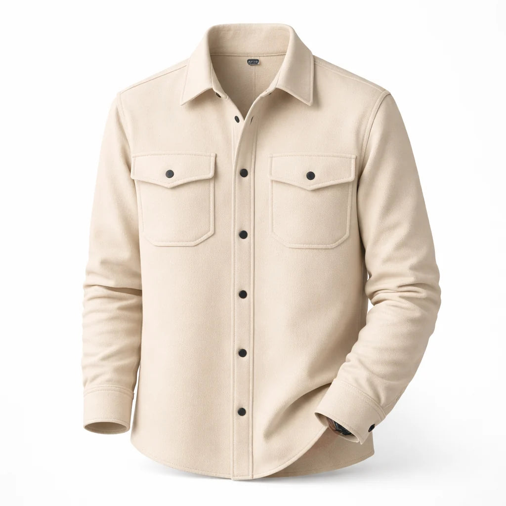Avraham | Men’s Collared Button Front Long Sleeve Pockets Shirt