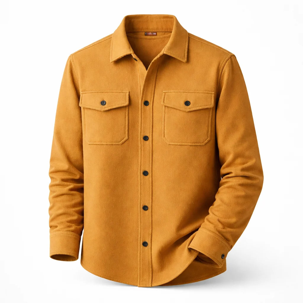 Avraham | Men’s Collared Button Front Long Sleeve Pockets Shirt