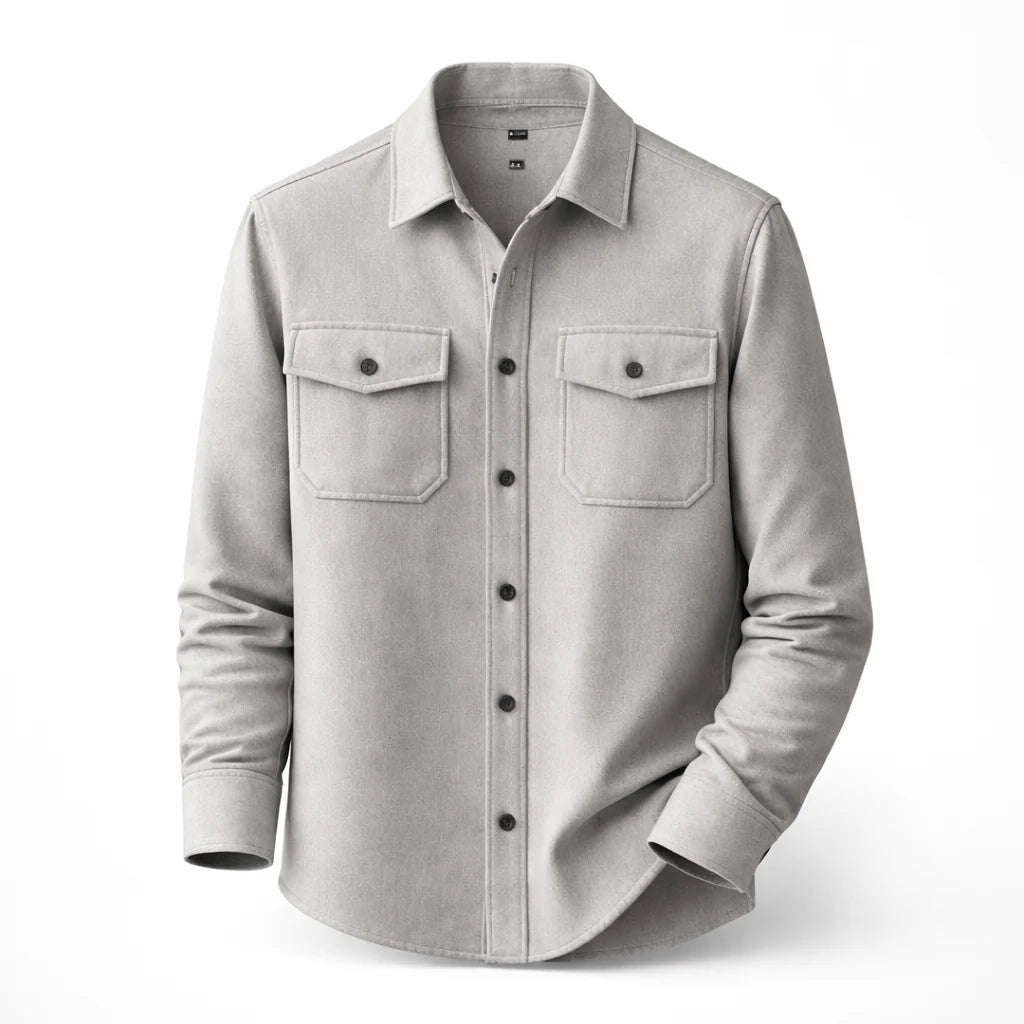 Avraham | Men’s Collared Button Front Long Sleeve Pockets Shirt