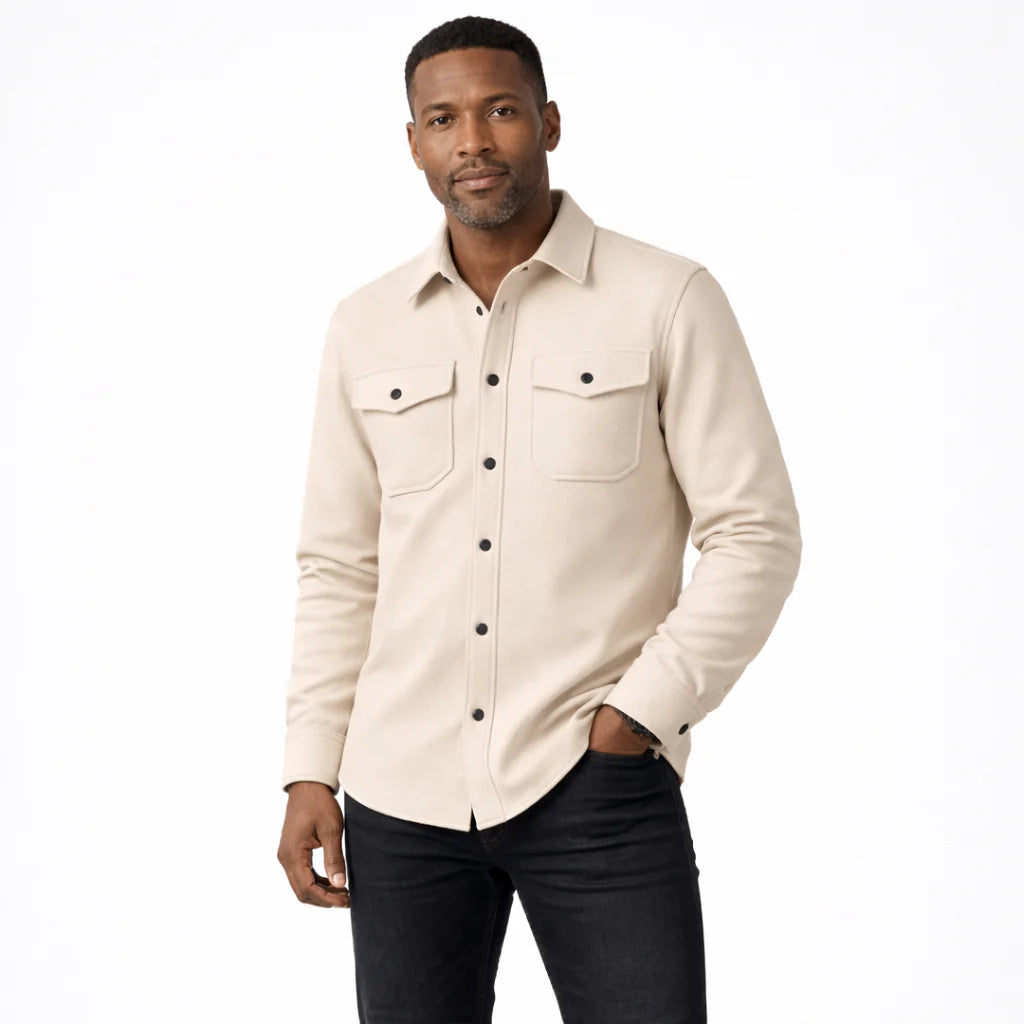 Avraham | Men’s Collared Button Front Long Sleeve Pockets Shirt