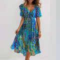Ayesha | Women’s Flowy Short Sleeve Floral Print Midi Dress