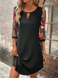 Azalea | Women’s Floral Print Sheer Elbow Sleeve Mini Dress