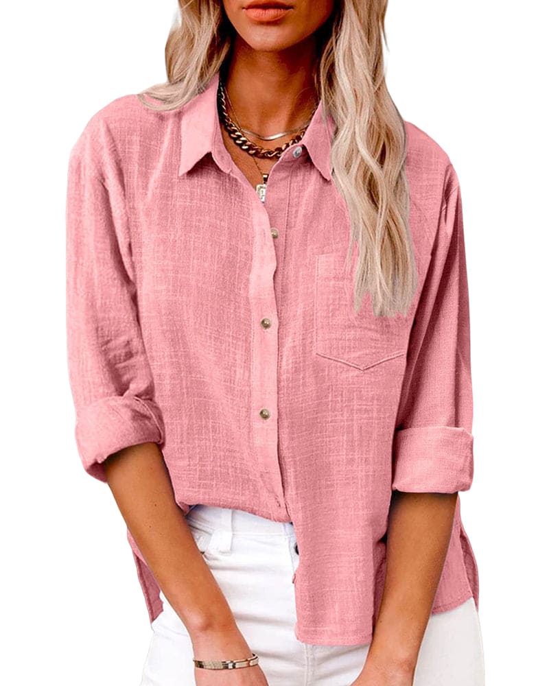 Azure | Women’s Button Down Long Sleeve Turn Down Collar Shirt