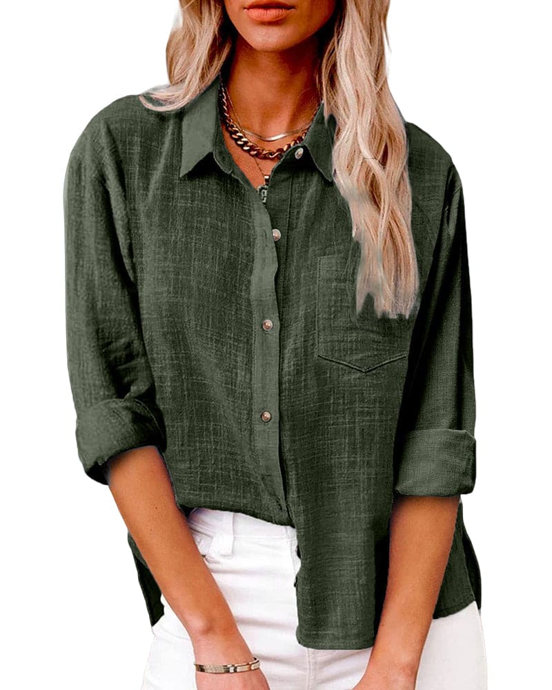 Azure | Women’s Button Down Long Sleeve Turn Down Collar Shirt