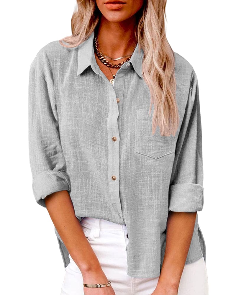 Azure | Women’s Button Down Long Sleeve Turn Down Collar Shirt