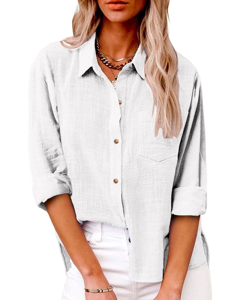Azure | Women’s Button Down Long Sleeve Turn Down Collar Shirt