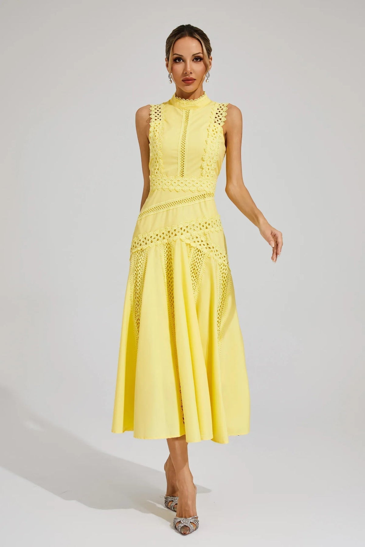 Barbara | Women’s High Neck Sleeveless Wedding Guest Dress