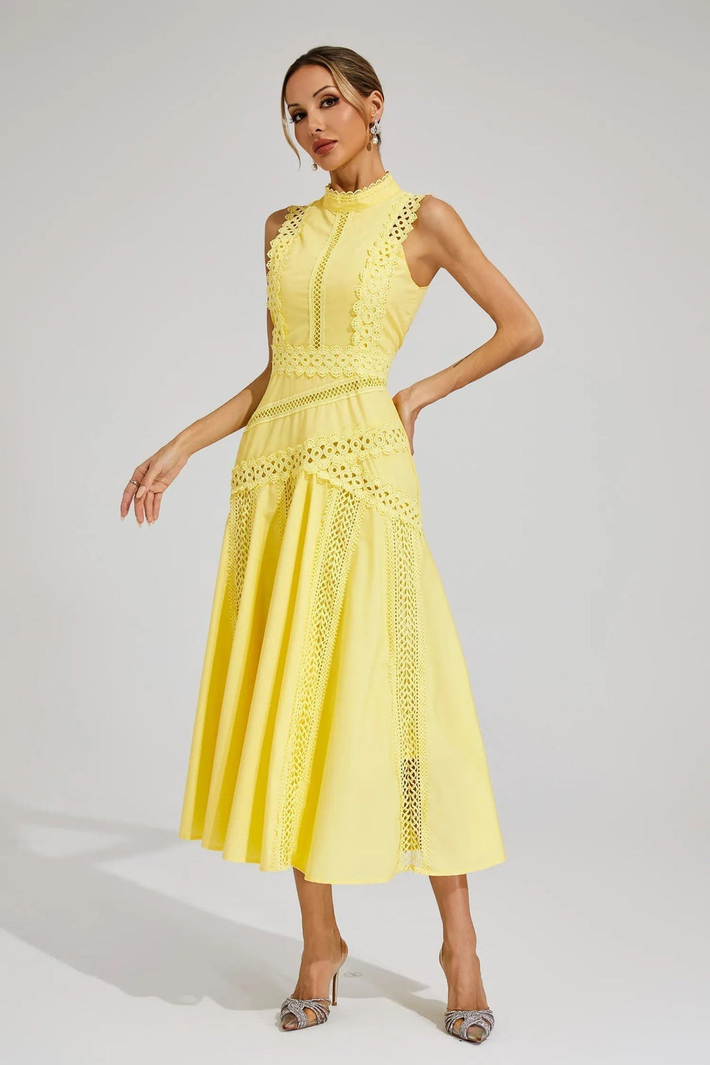 Barbara | Women’s High Neck Sleeveless Wedding Guest Dress