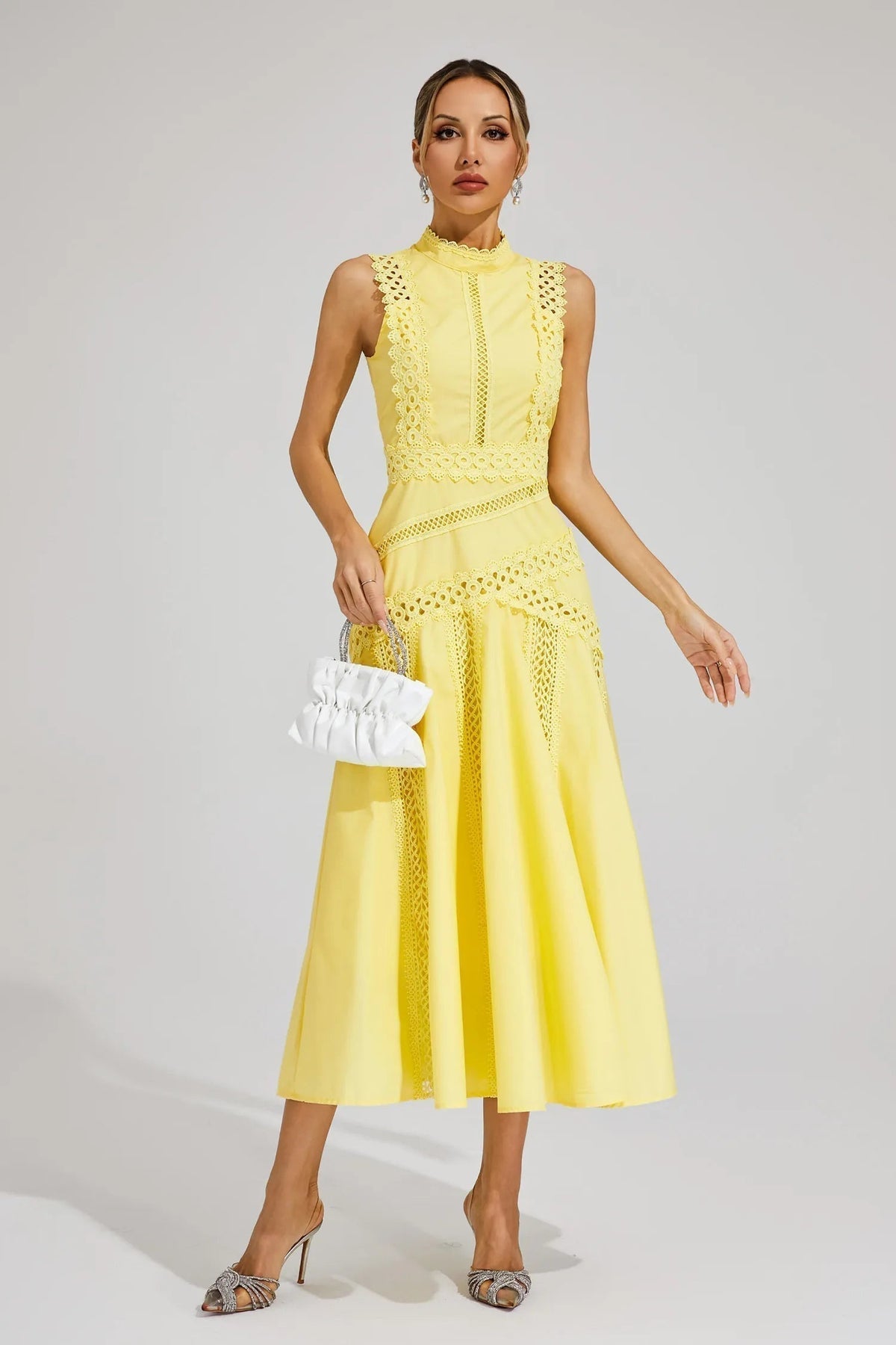 Barbara | Women’s High Neck Sleeveless Wedding Guest Dress
