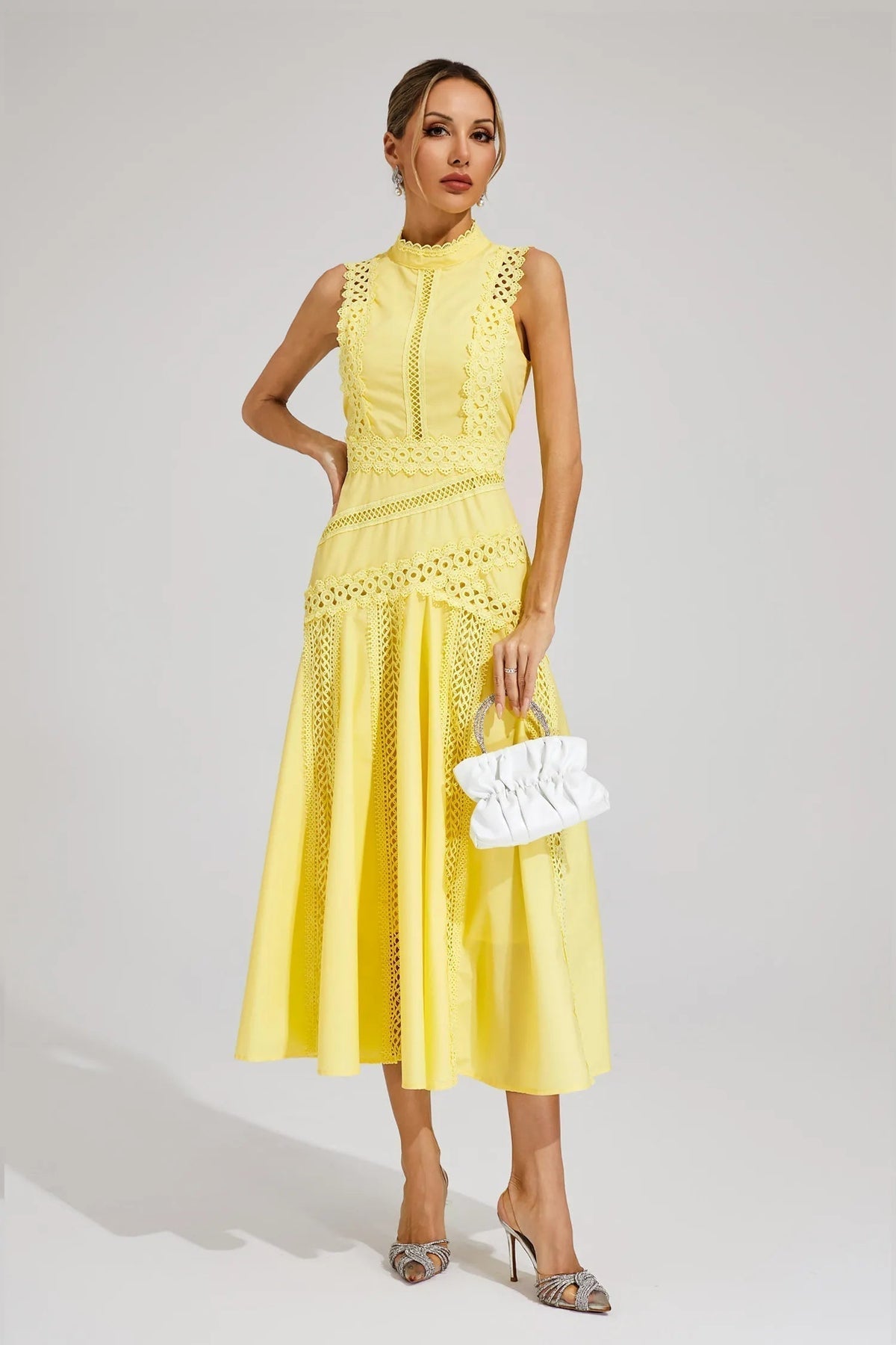 Barbara | Women’s High Neck Sleeveless Wedding Guest Dress