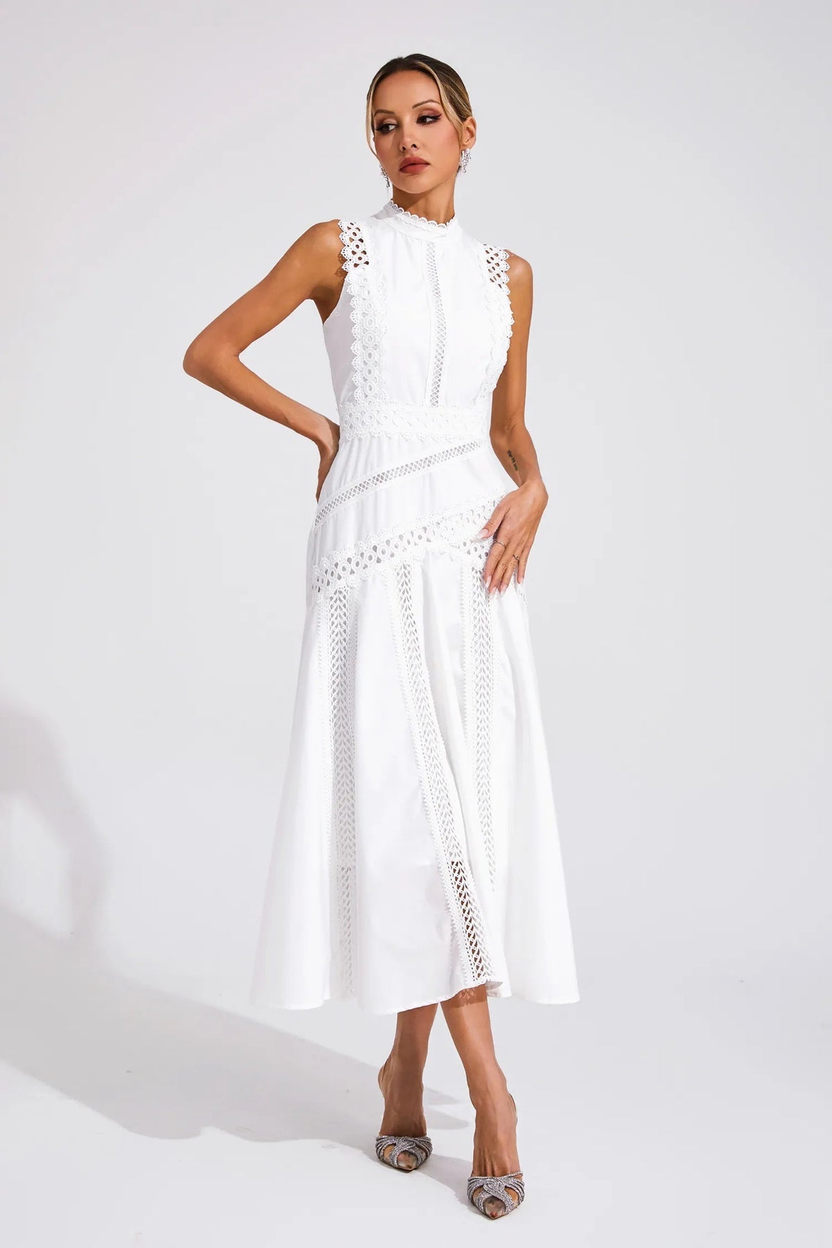 Barbara | Women’s High Neck Sleeveless Wedding Guest Dress