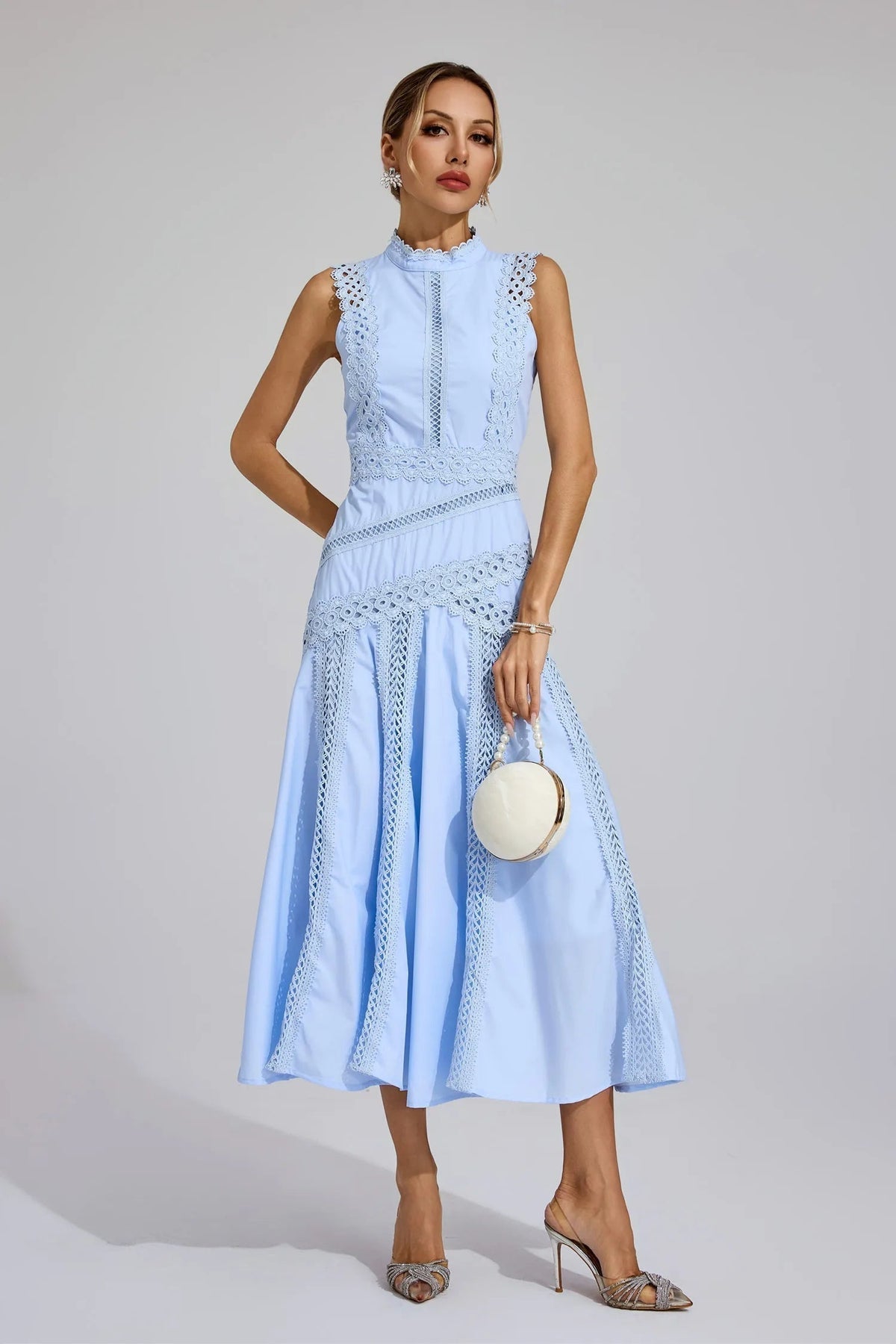 Barbara | Women’s High Neck Sleeveless Wedding Guest Dress