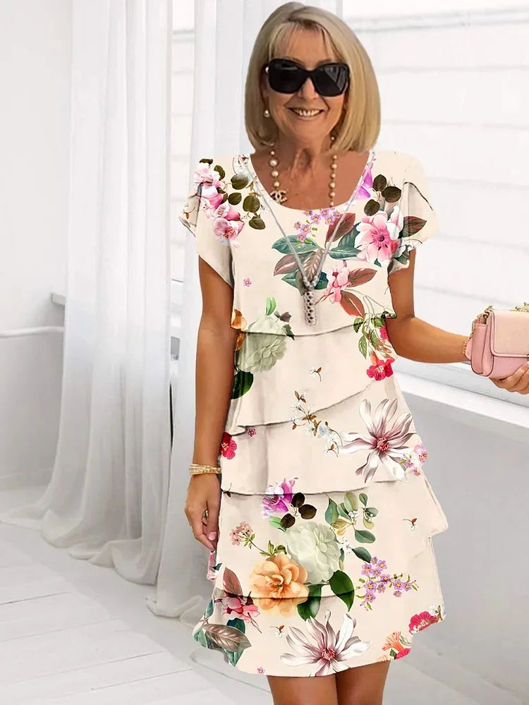 Becca | Women’s Flutter Sleeve Scoop Neck Midi Dress