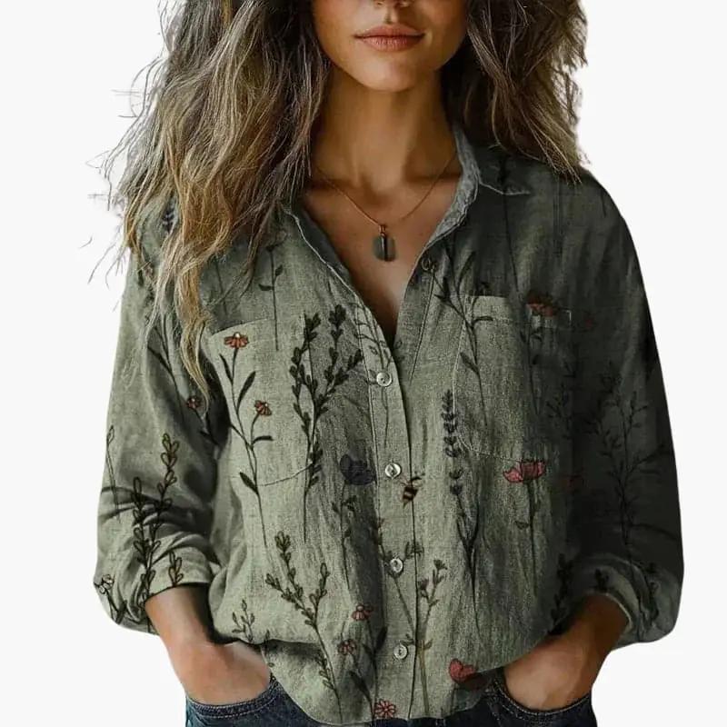 Betsy | Women’s Long Sleeve Button Down Floral Shirt
