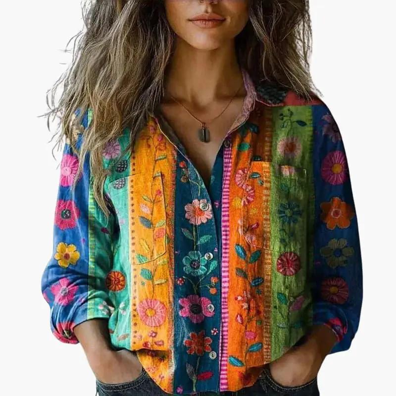 Betsy | Women’s Long Sleeve Button Down Floral Shirt