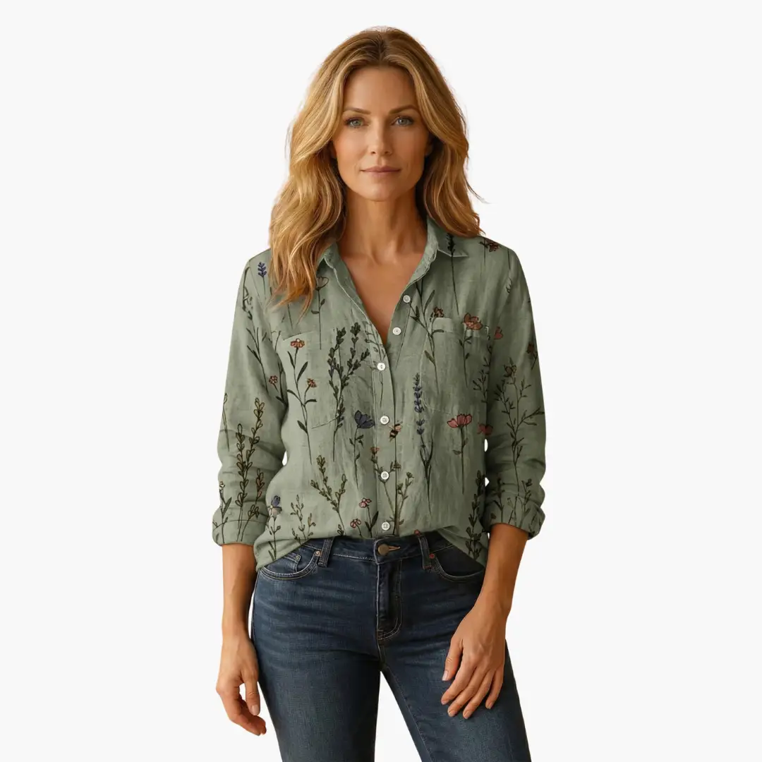 Betsy | Women’s Long Sleeve Button Down Floral Shirt