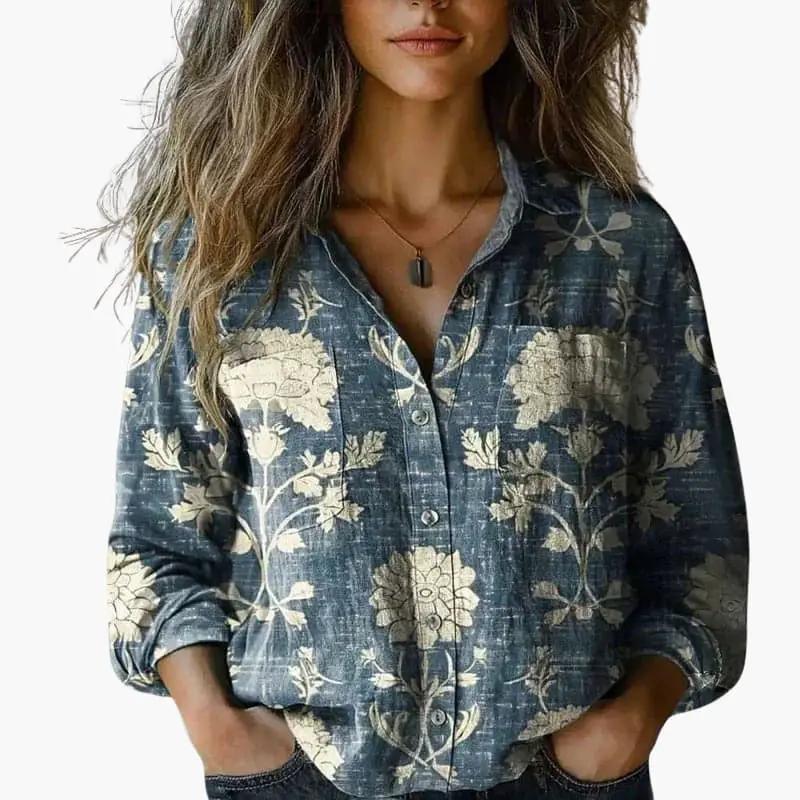 Betsy | Women’s Long Sleeve Button Down Floral Shirt