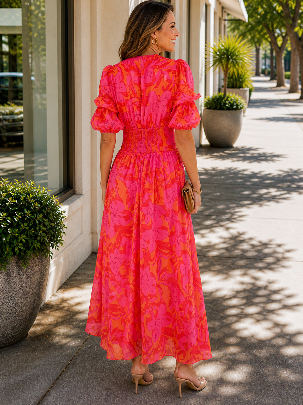 Bette | Women’s Flutter Sleeve V Neck Flowy Maxi Dress