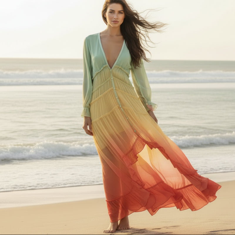 Beverley | Women’s Flowy Long Sleeve Maxi Dress
