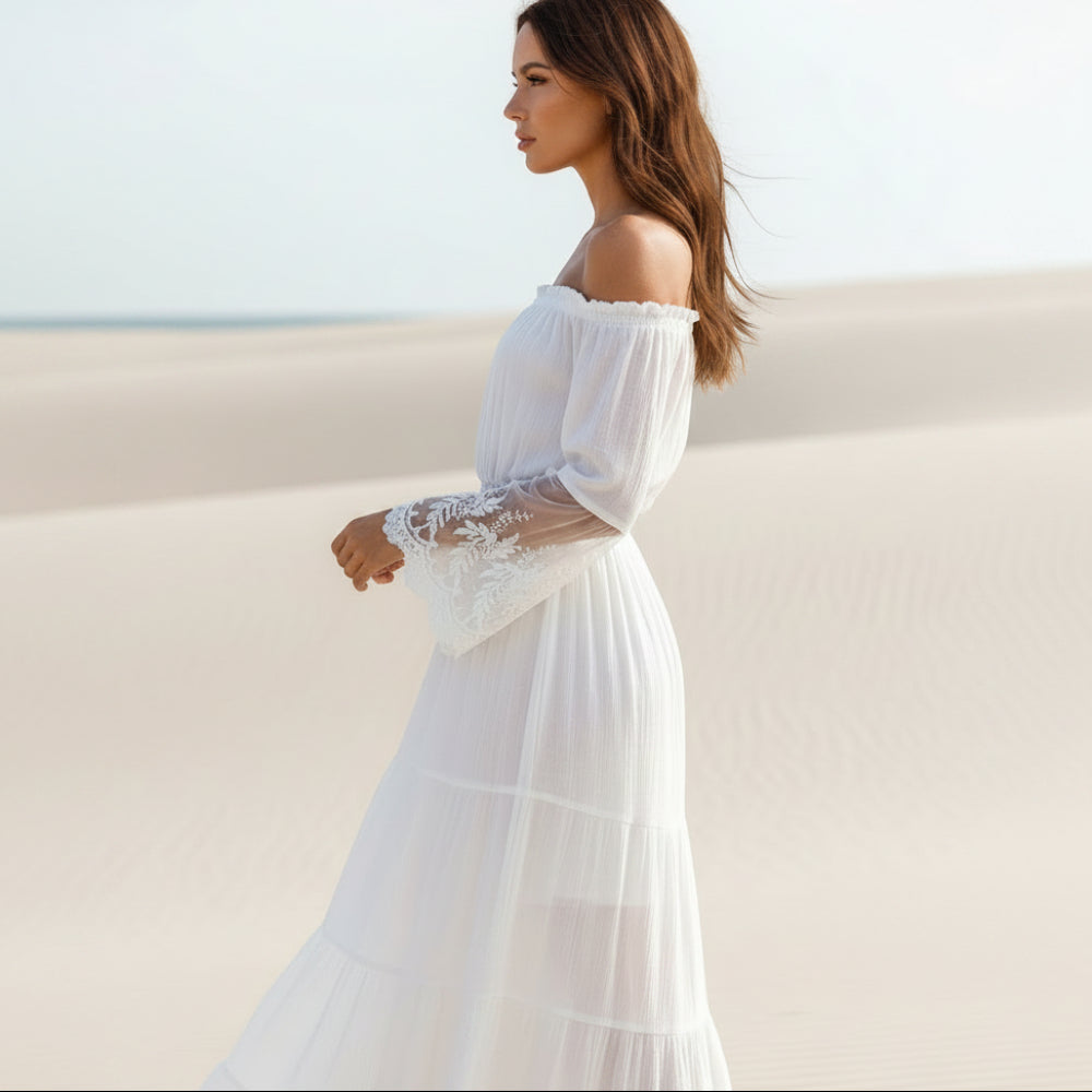 Beverly | Women’s Off Shoulder Long Sleeve Maxi Dress