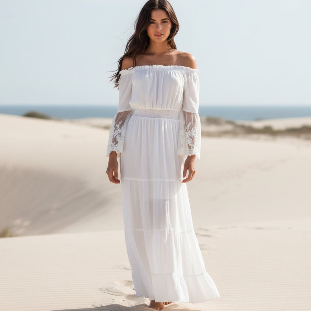 Beverly | Women’s Off Shoulder Long Sleeve Maxi Dress