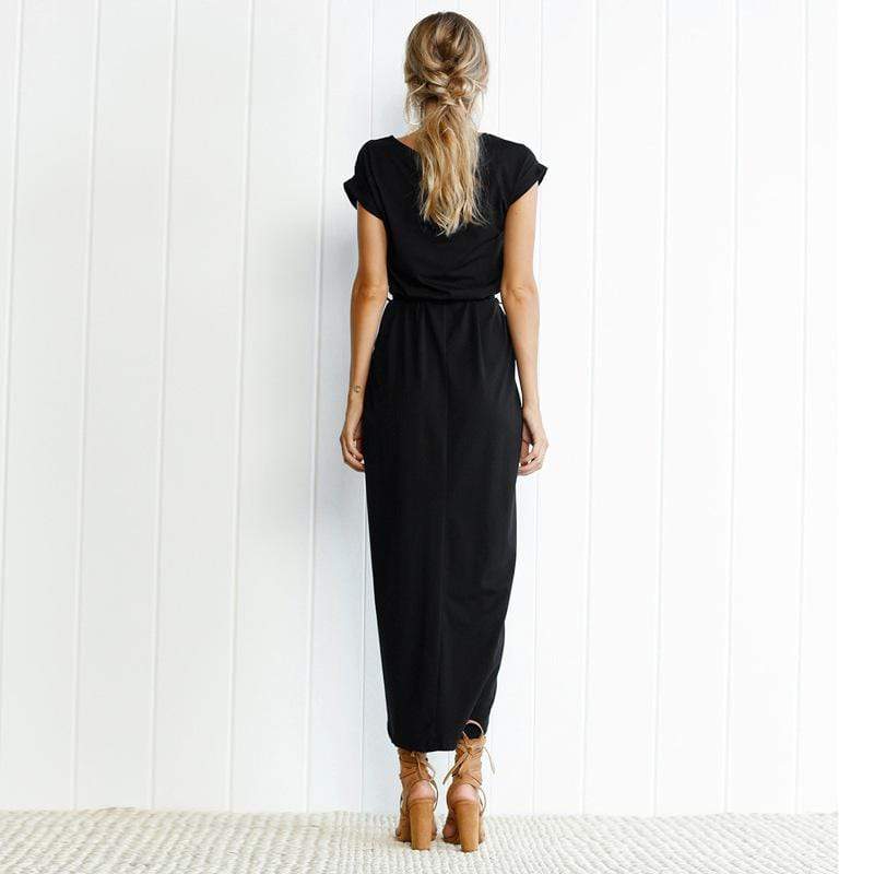Blythe | Women’s Cap Sleeve Waist Tie Maxi Dress
