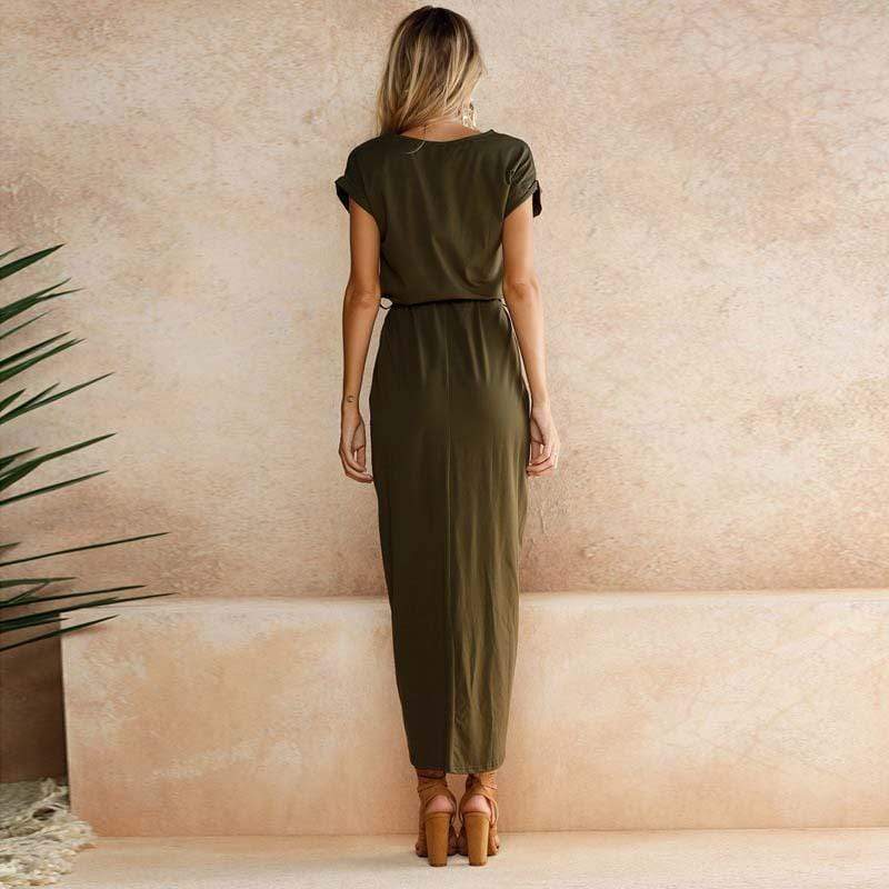 Blythe | Women’s Cap Sleeve Waist Tie Maxi Dress