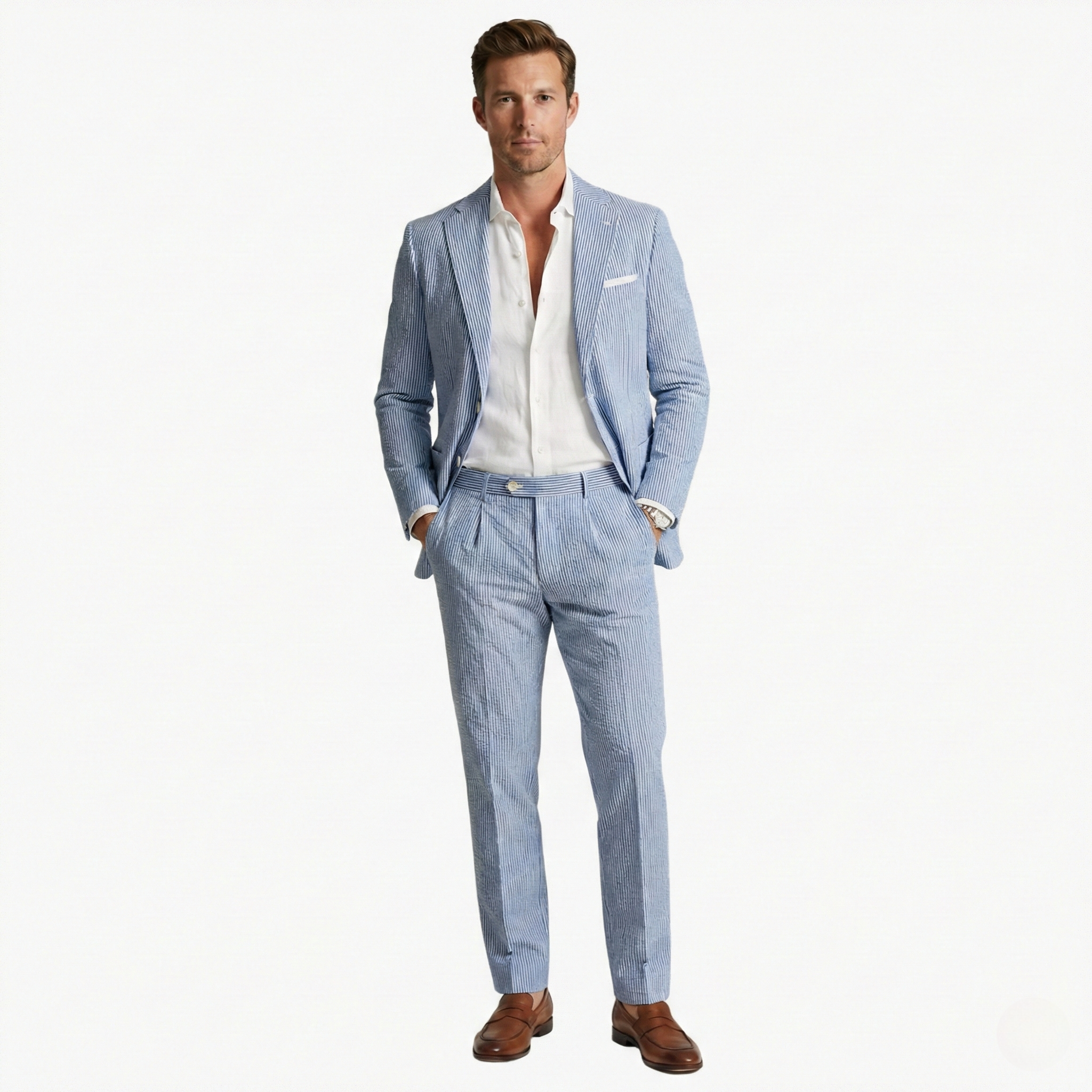 Bobby | Men’s Vertical Stripe Two Piece Wedding Guest Suit