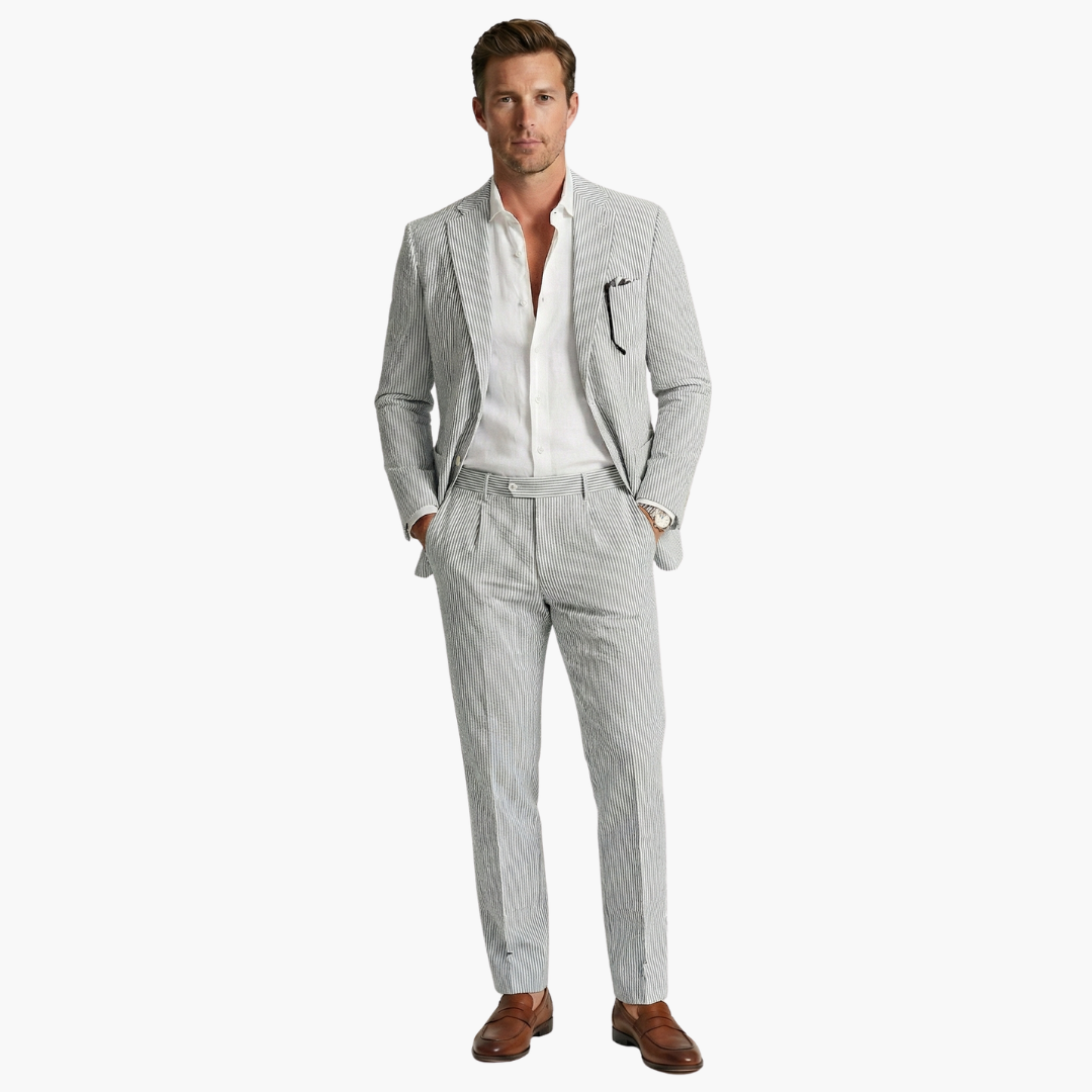 Bobby | Men’s Vertical Stripe Two Piece Wedding Guest Suit