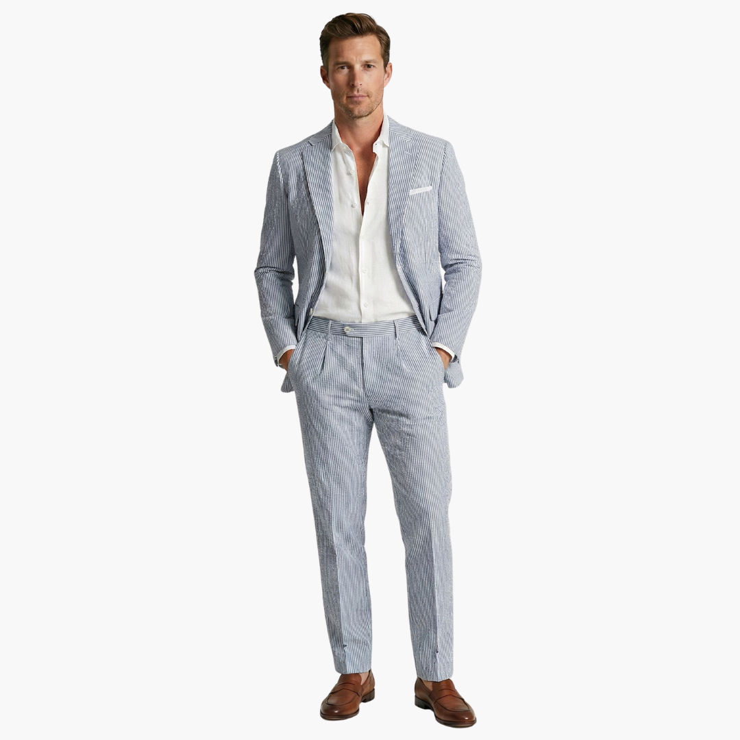 Bobby | Men’s Vertical Stripe Two Piece Wedding Guest Suit