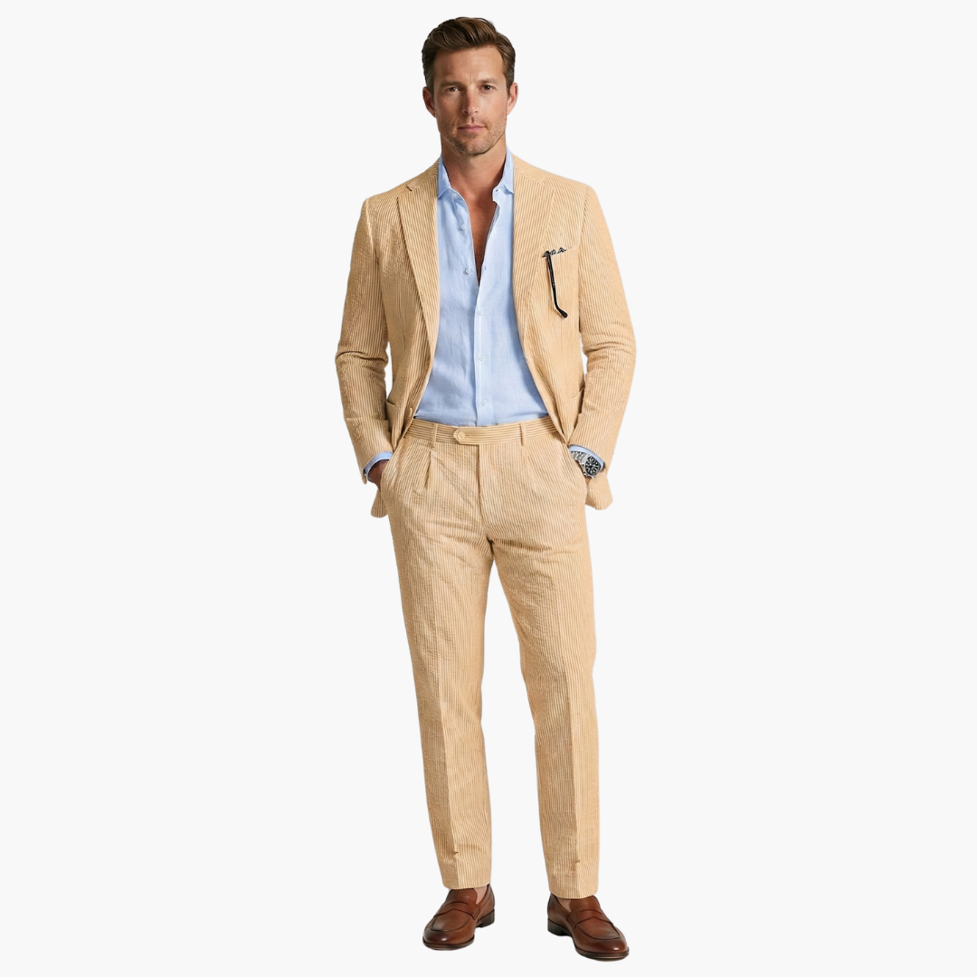 Bobby | Men’s Vertical Stripe Two Piece Wedding Guest Suit