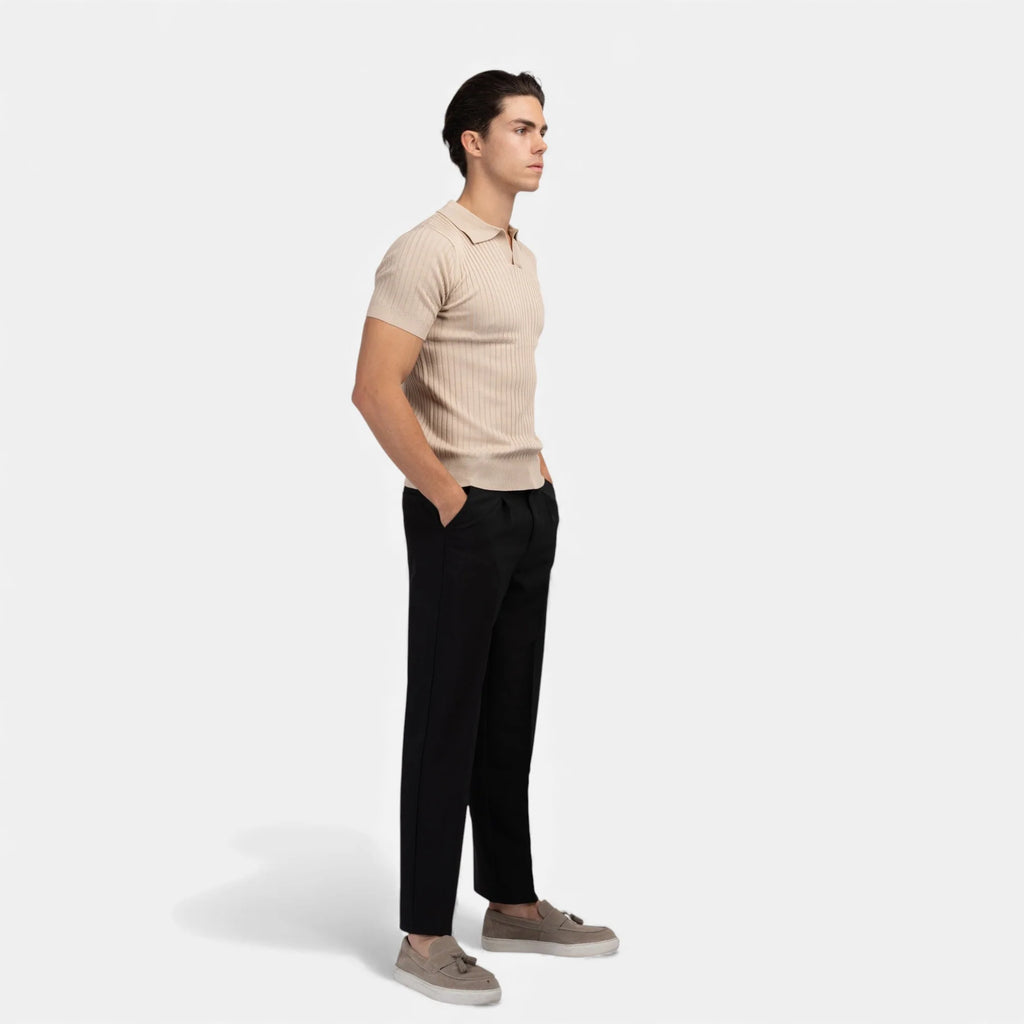 Branden | Men’s Textured Ribbed Short Sleeve Polo Shirt