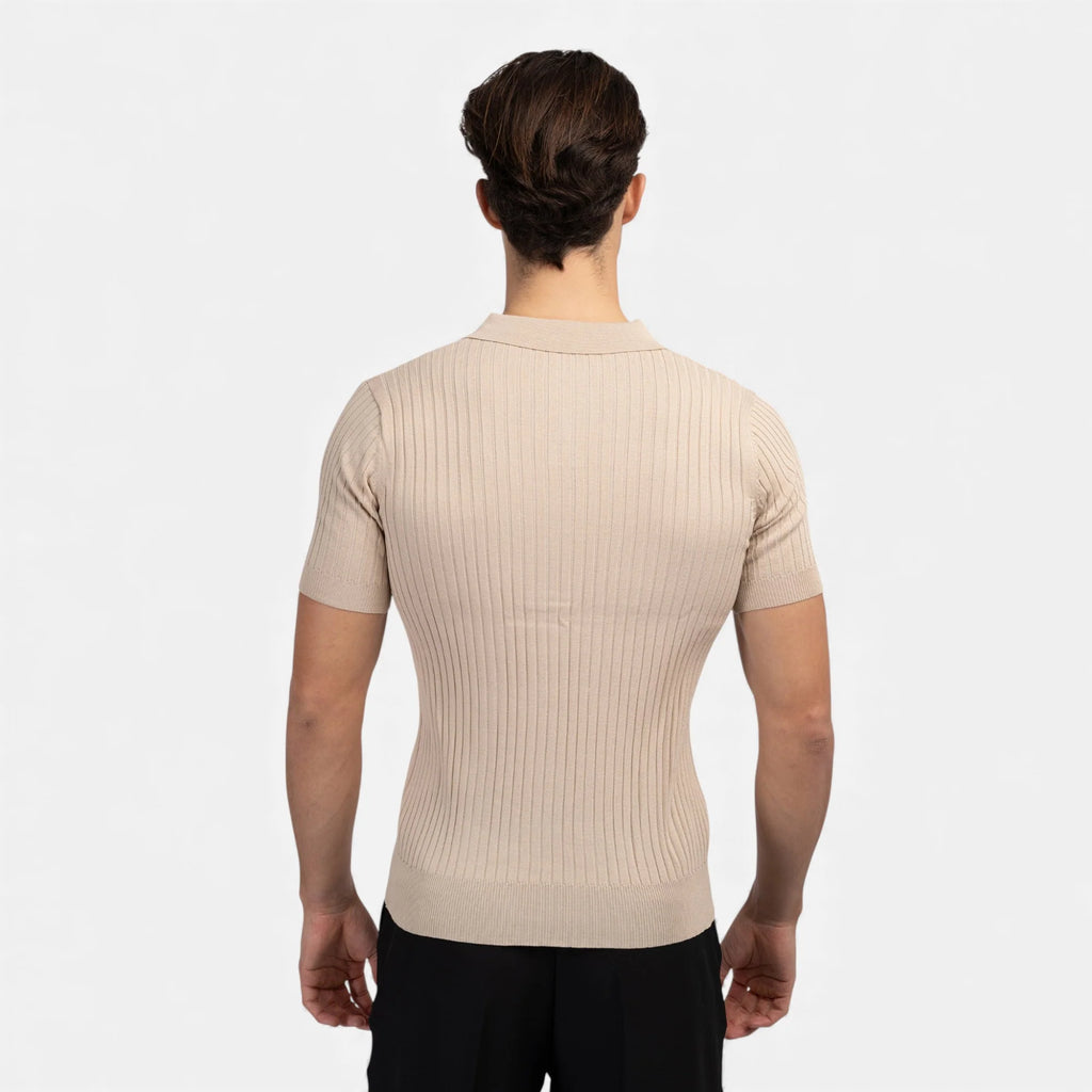 Branden | Men’s Textured Ribbed Short Sleeve Polo Shirt