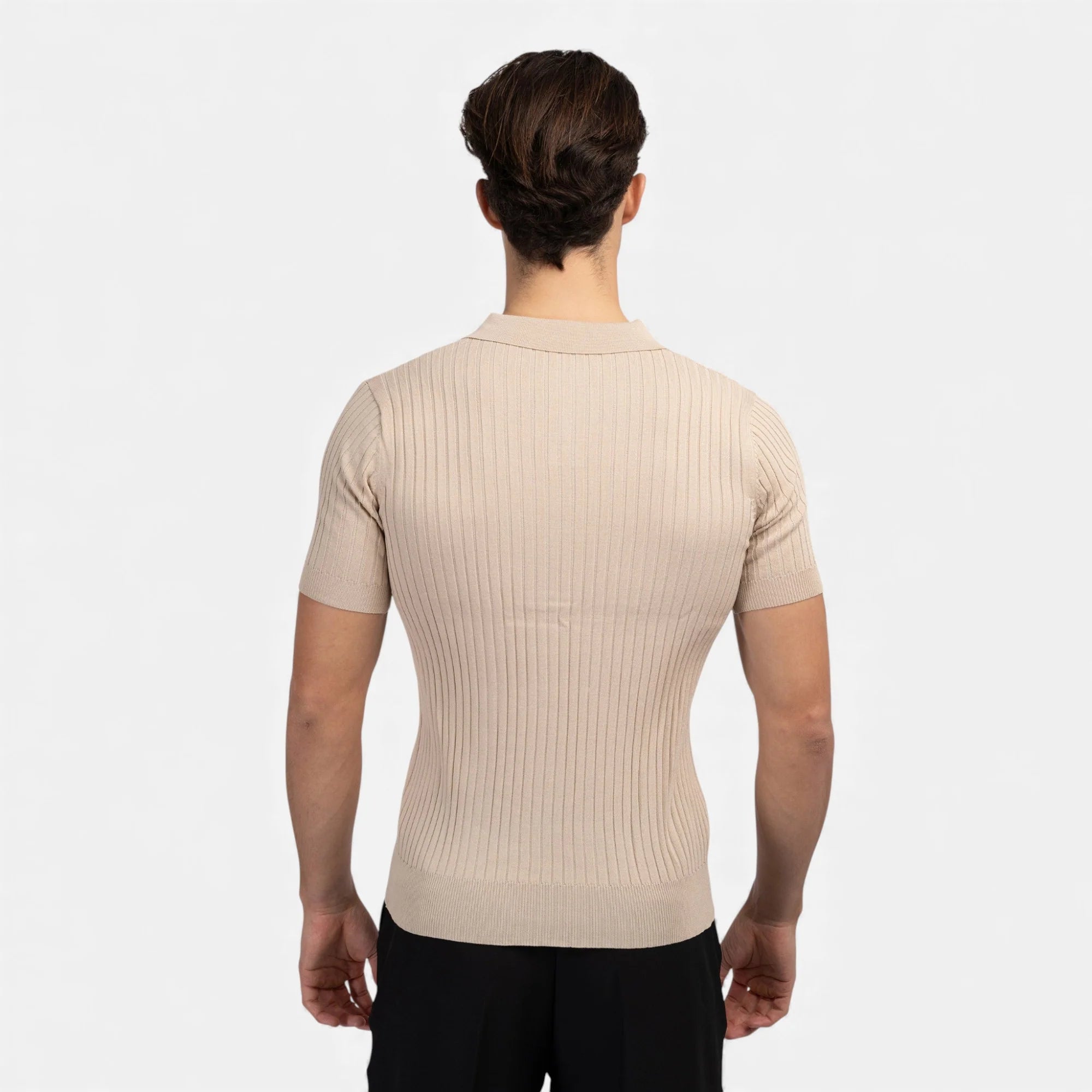 Branden | Men’s Textured Ribbed Short Sleeve Polo Shirt