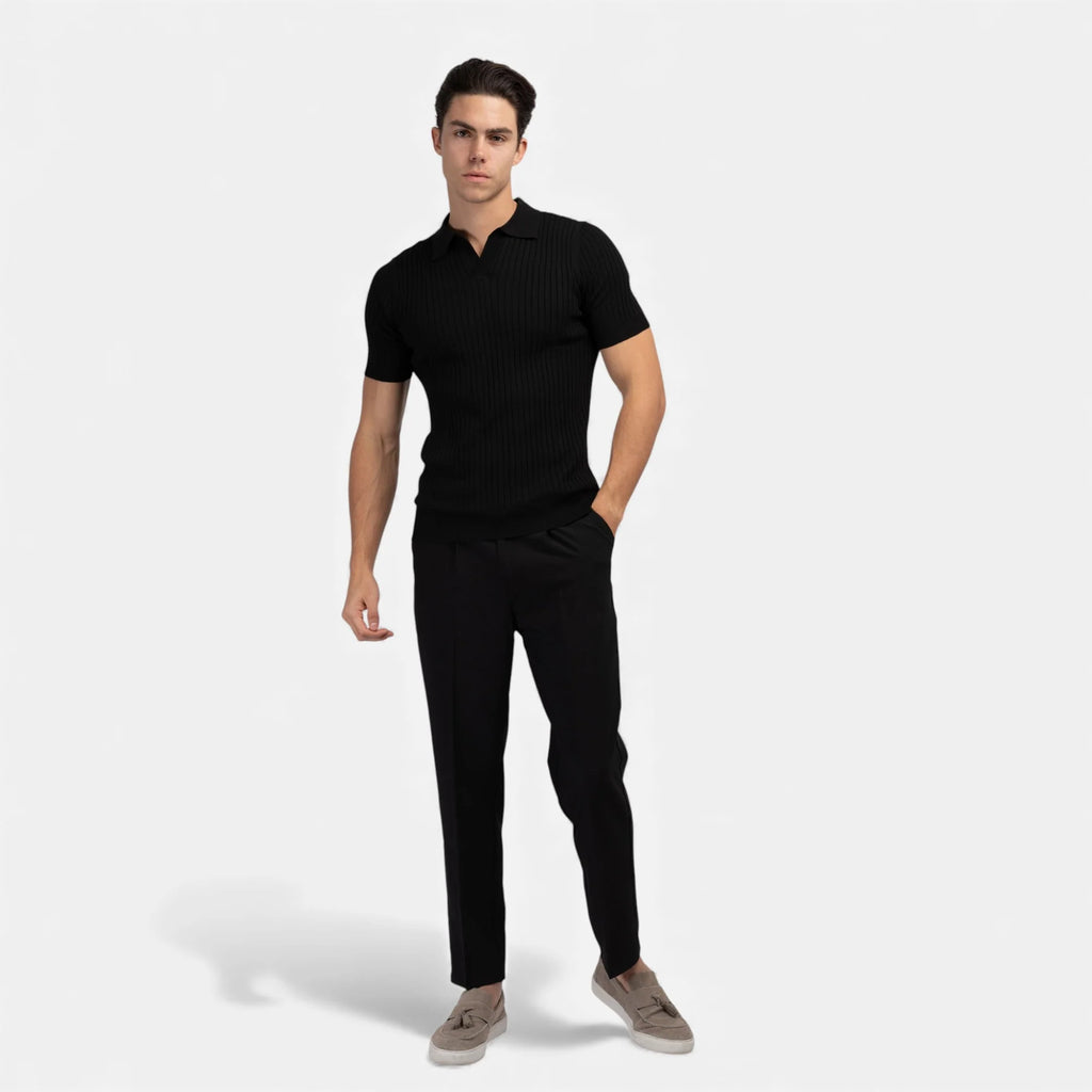 Branden | Men’s Textured Ribbed Short Sleeve Polo Shirt