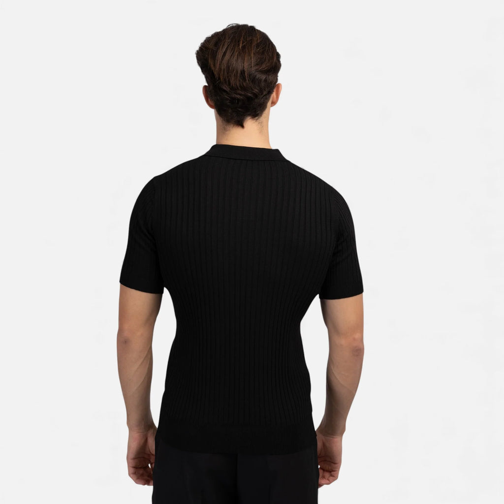 Branden | Men’s Textured Ribbed Short Sleeve Polo Shirt