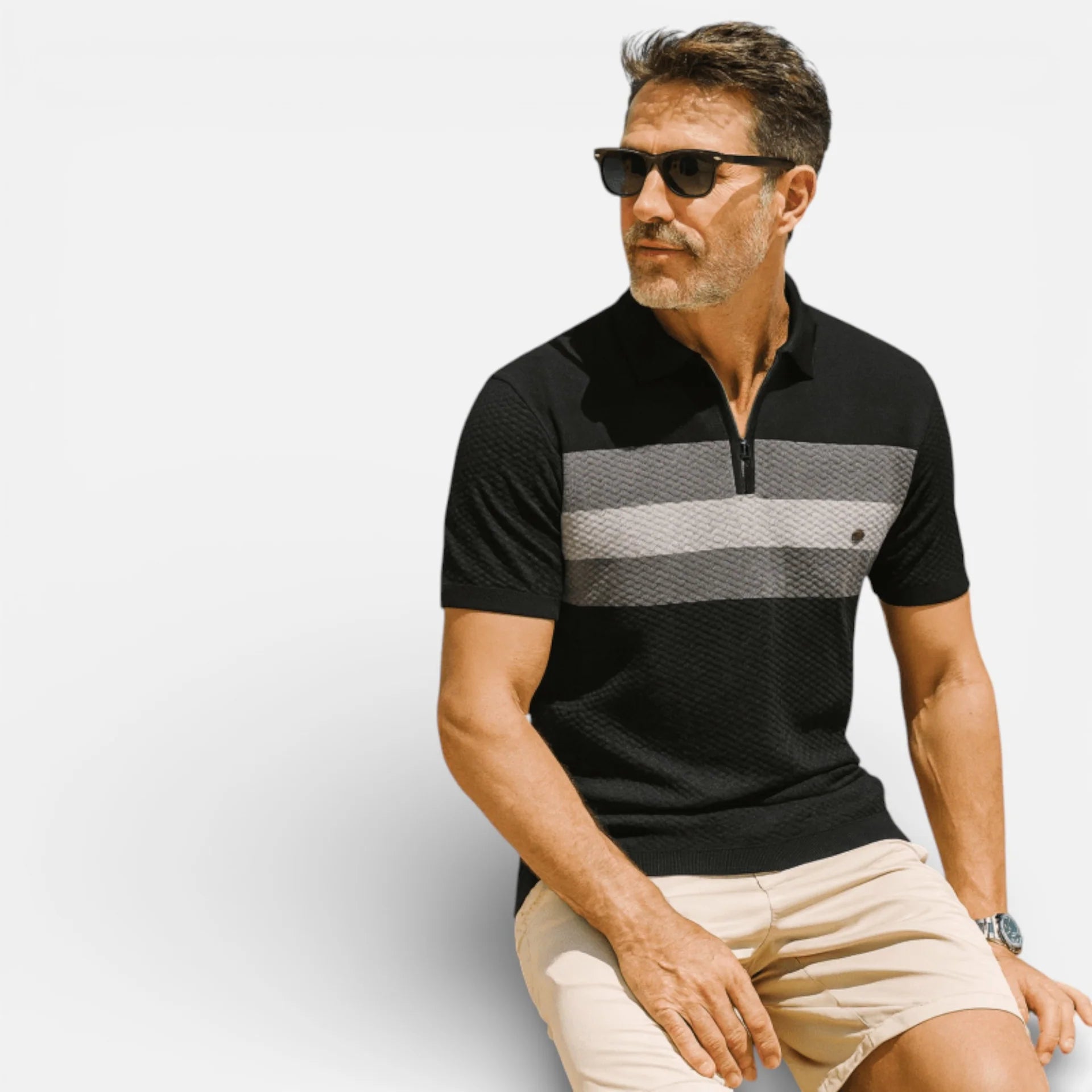 Brandon | Men’s Chevron Stripe Collared Polo Shirt