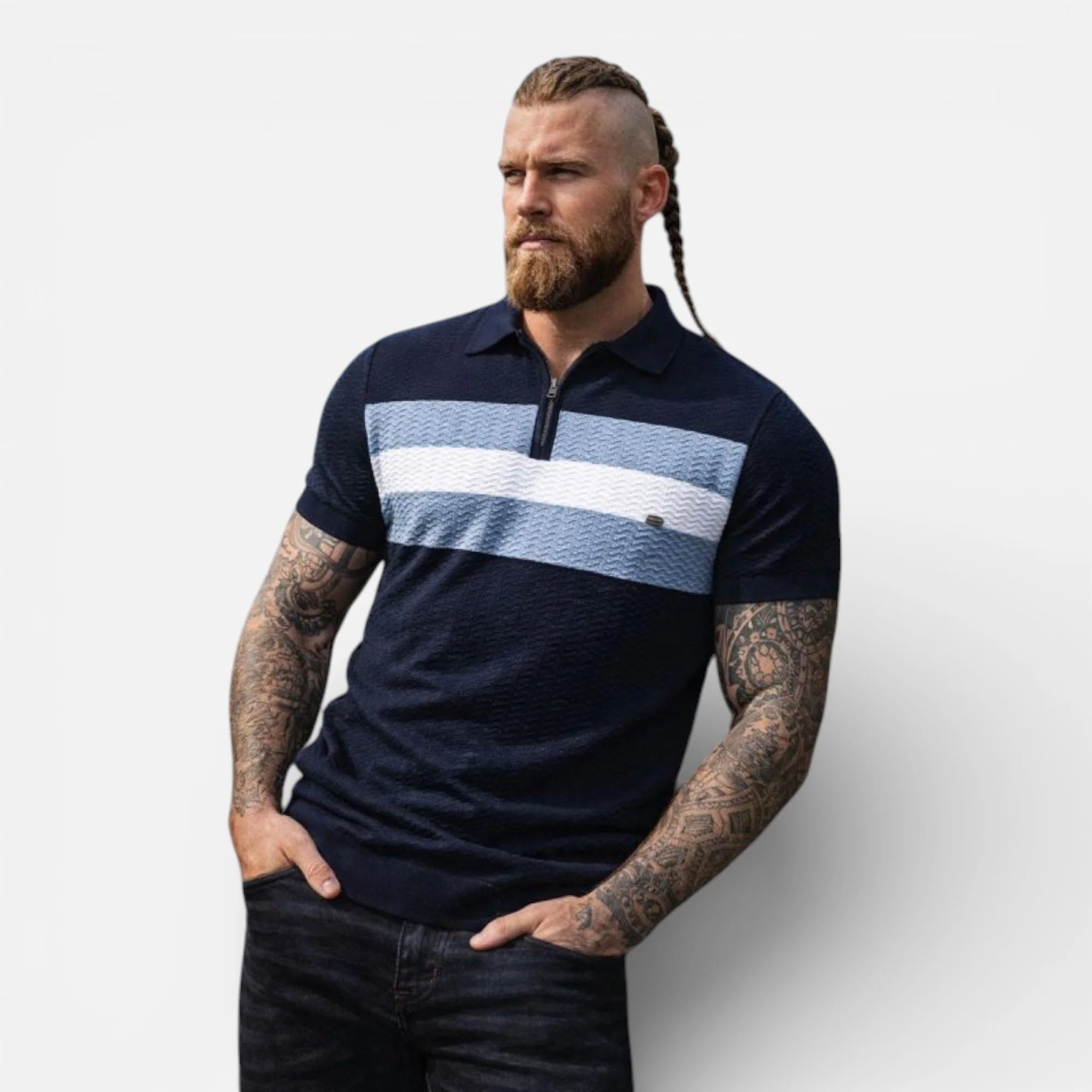 Brandon | Men’s Chevron Stripe Collared Polo Shirt