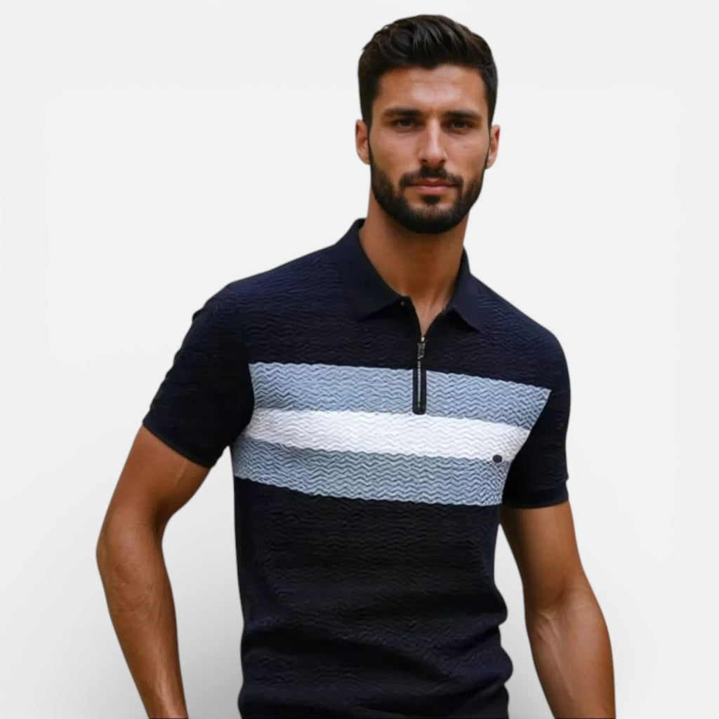Brandon | Men’s Chevron Stripe Collared Polo Shirt