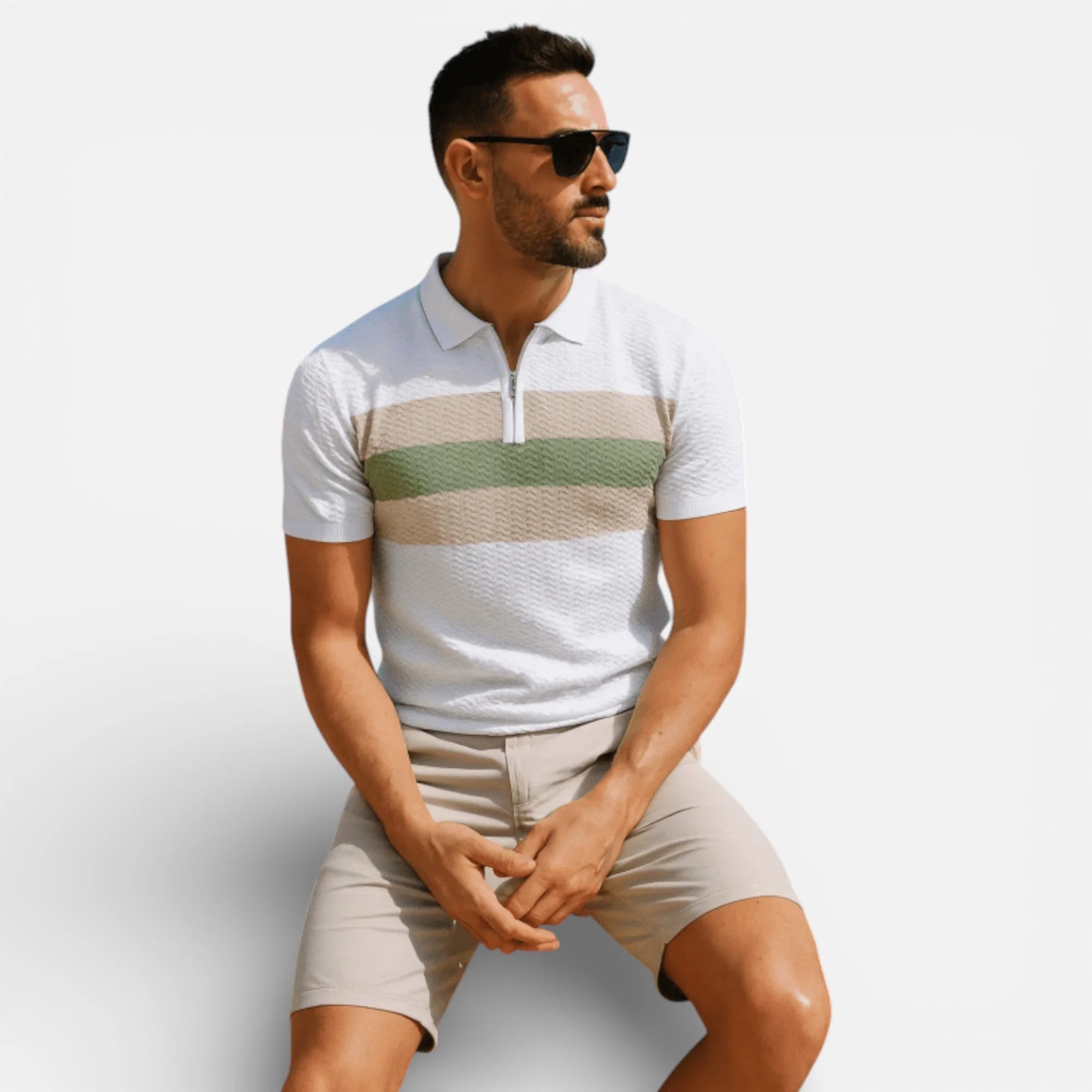 Brandon | Men’s Chevron Stripe Collared Polo Shirt