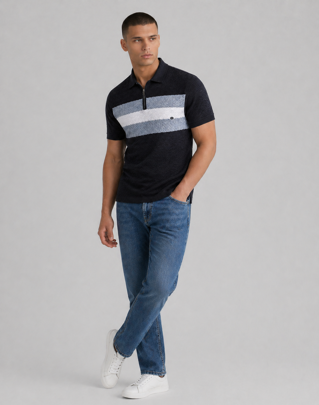 Brandon | Men’s Chevron Stripe Collared Polo Shirt