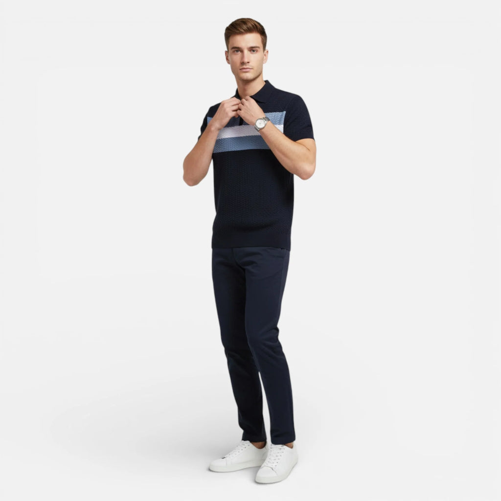 Brandon | Men’s Chevron Stripe Collared Polo Shirt