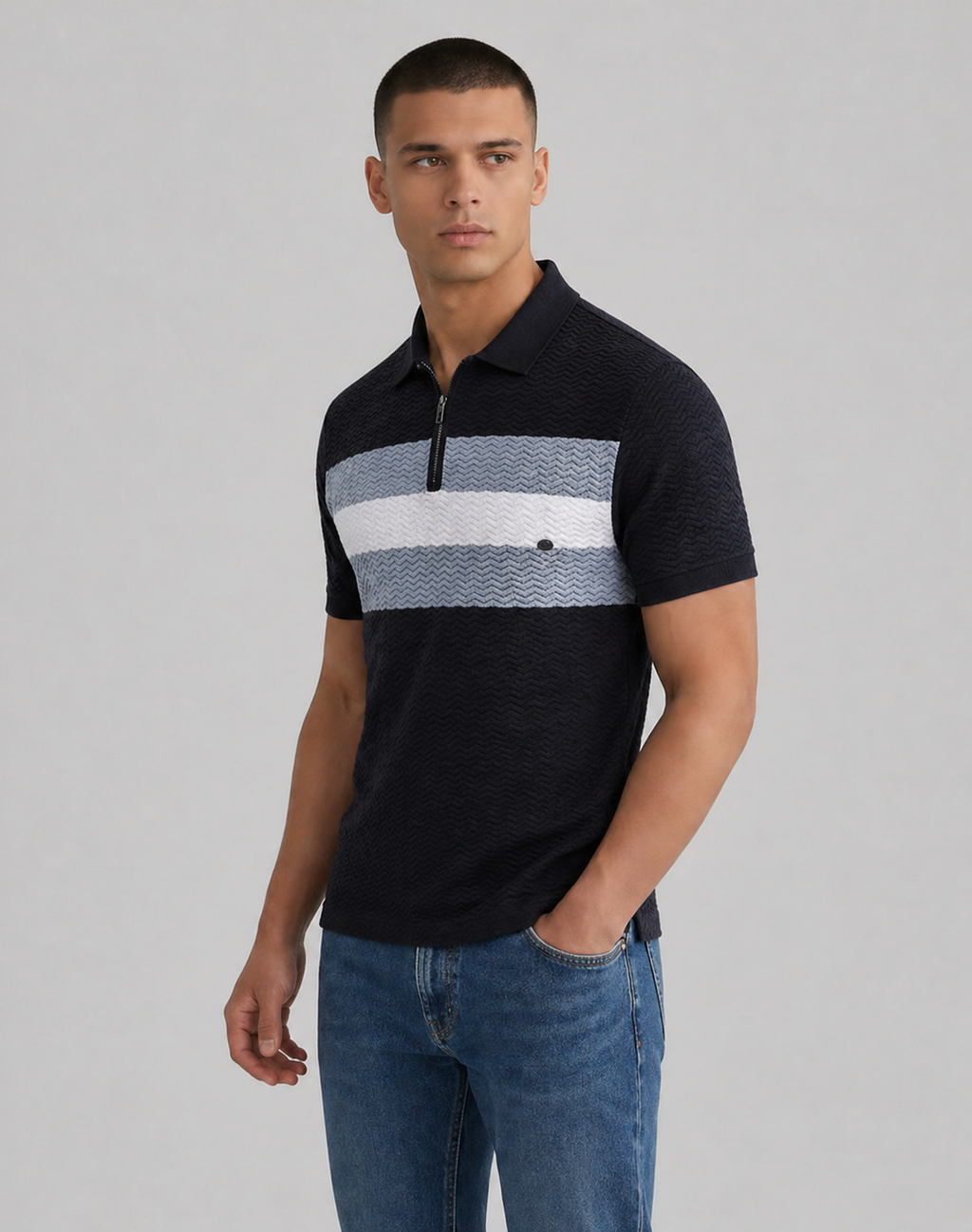 Brandon | Men’s Chevron Stripe Collared Polo Shirt