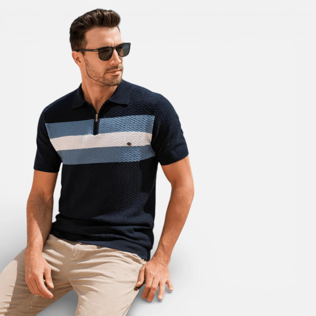 Brandon | Men’s Chevron Stripe Collared Polo Shirt