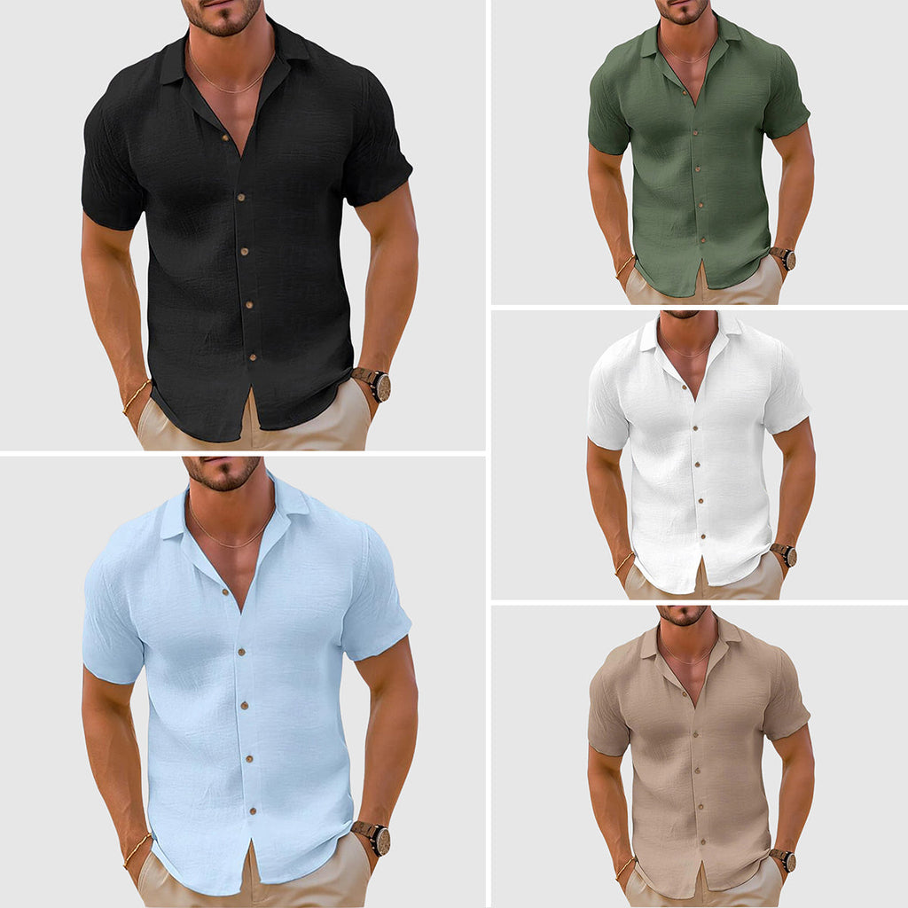 Braxton | Men’s Short Sleeve Turn Down Collar Textured Shirt