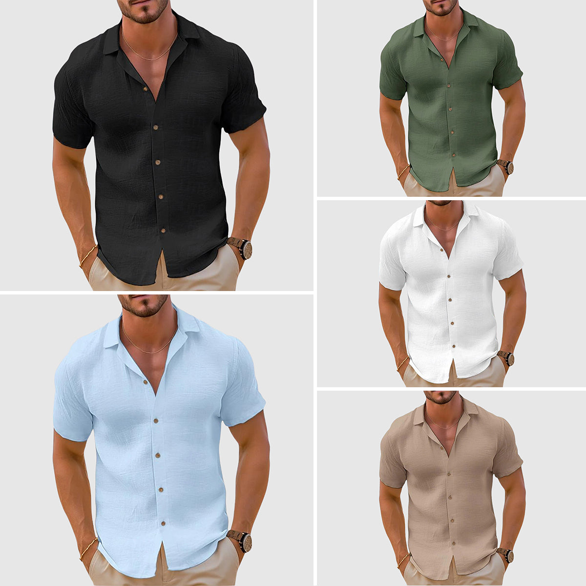 Braxton | Men’s Short Sleeve Turn Down Collar Textured Shirt