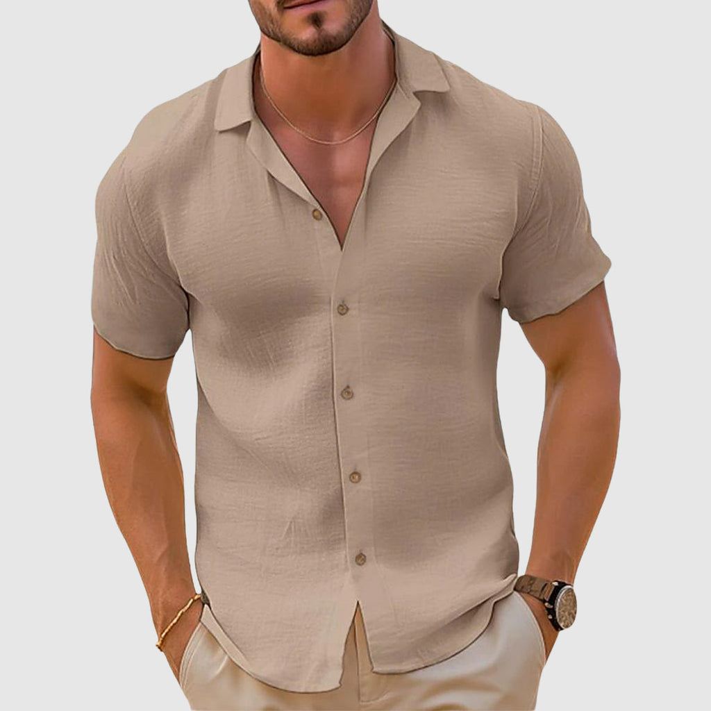 Braxton | Men’s Short Sleeve Turn Down Collar Textured Shirt