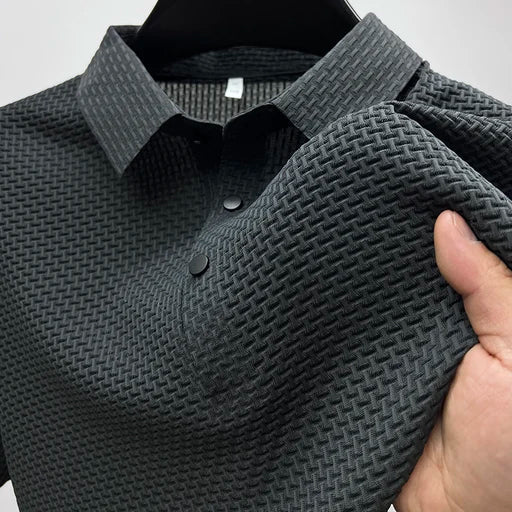 Brayden | Men’s Textured Waffle-Knit Polo Shirt