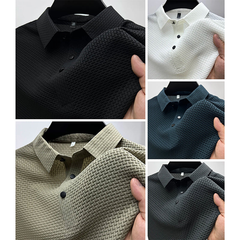 Brayden | Men’s Textured Waffle-Knit Polo Shirt